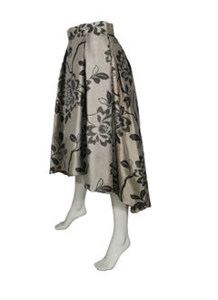 Sana'a Kayum Champagne With Black Floral Jacquard Box Pleated Skirts  - Image 2