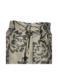 Sana'a Kayum Champagne With Black Floral Jacquard Box Pleated Skirts  - Image 3