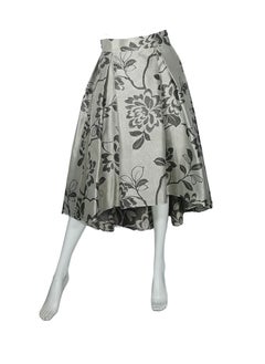 Sana'a Kayum Champagne With Black Floral Jacquard Box Pleated Skirts  - Image 1