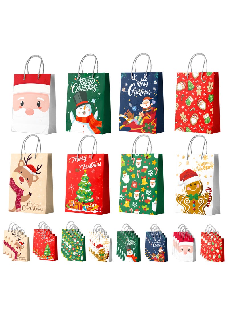 FRUITFUL PARTY Christmas Bags Bulk, 24 Pcs Festival Bags for Gifts Set - Festival Wrapping Bags, Festival Party Gift Bags Festival Paper Bags with Handles, for Kids/Men/Women Festival Party Decorations Presents - Image 1