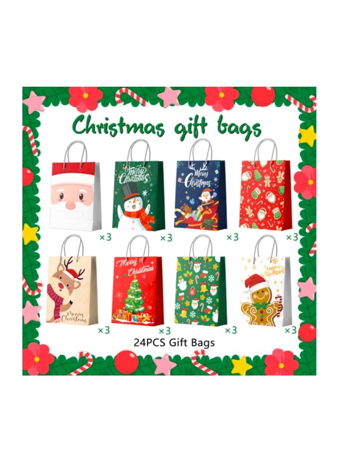 FRUITFUL PARTY Christmas Bags Bulk, 24 Pcs Festival Bags for Gifts Set - Festival Wrapping Bags, Festival Party Gift Bags Festival Paper Bags with Handles, for Kids/Men/Women Festival Party Decorations Presents - Image 3