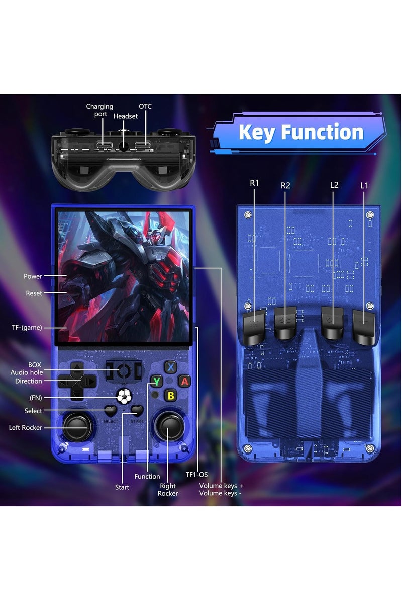 DIGI CORE R36 Max Game Console 4 Inch Full IPS Screen Portable Retro Handheld Game Console Built-in 18000+ Games With Open Source Linux System & 64GB Memory Card Video Games Console Support 30+ Simulator Platform 4000mAh Battery Toys And Games For Kids And Adults Transparent Purple - Image 3