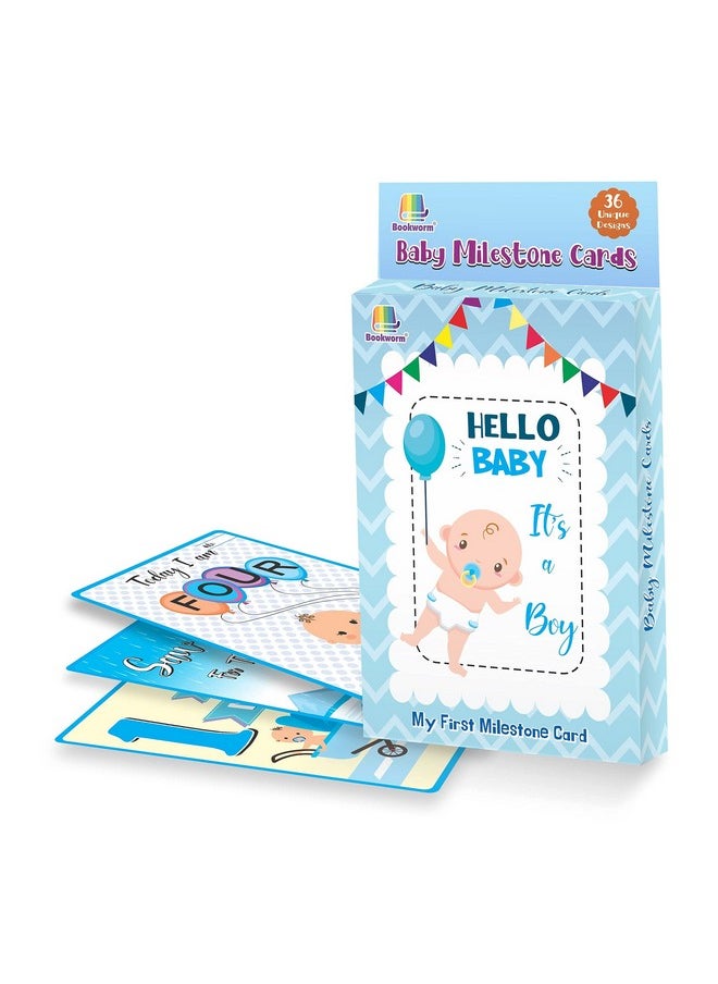 Bookworm - Baby Milestone Cards For Boys Colorful & Cute Designs (Total 36 Cards) - Image 1