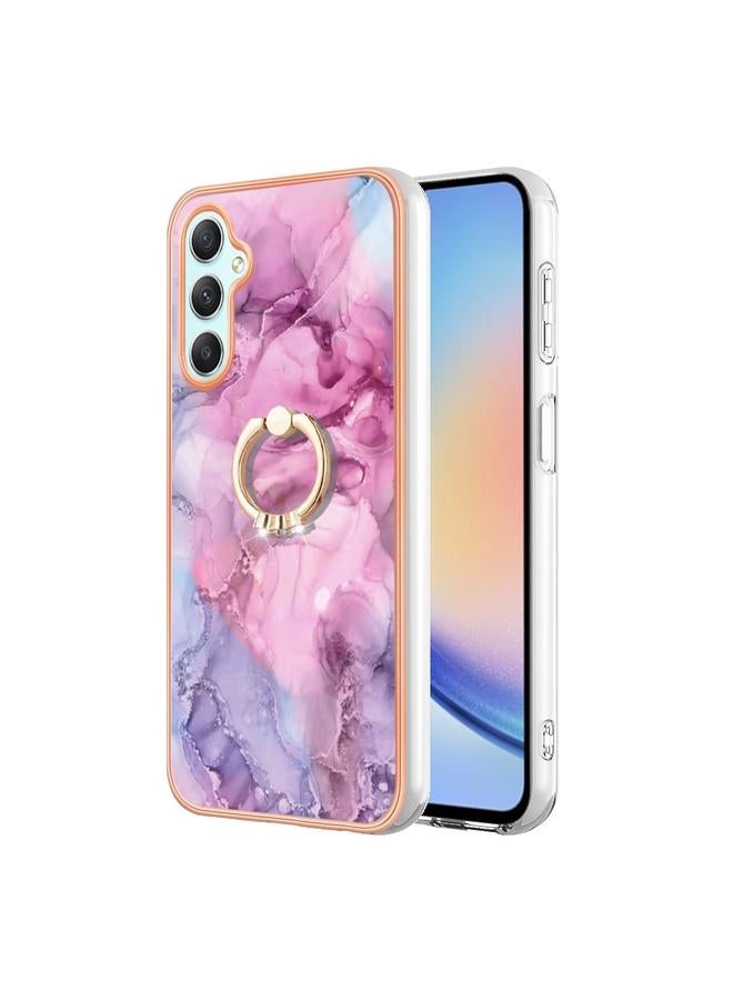 اس-توب جراب لهاتف Samsung Galaxy A24 4G مطلي بالرخام الكهربائي مع حلقة مزدوجة الجوانب - Image 1