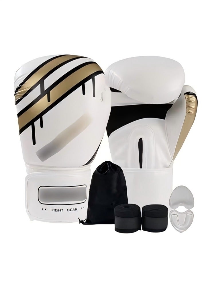 WUSAGE Boxing Gloves， Pro Training Fighting Gloves，Designed With Velcro，With Gloves  Back Pockets, Mouth Guards, And Boxing Straps,Wear Resistant And Durable，Comfortable And Breathable，Suitable For Training In Boxing, Sanda, Combat, Fitness,10oz - Image 1