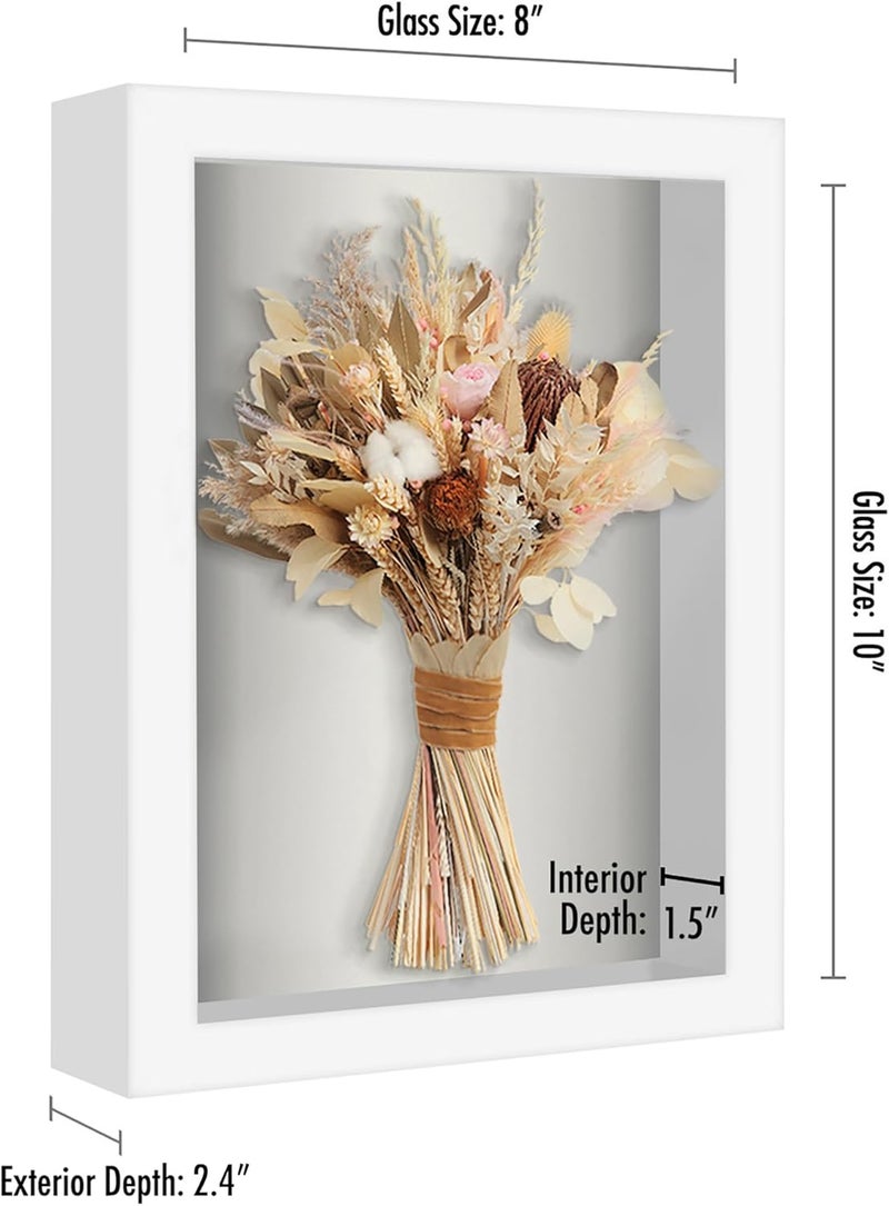 Americanflat 8x10 Shadow Box Frame with ShatterResistant Glass Silhouette Collection Large Shadow Box Display Case for Tabletop and Wall Display White with Soft Felt Back - Image 2