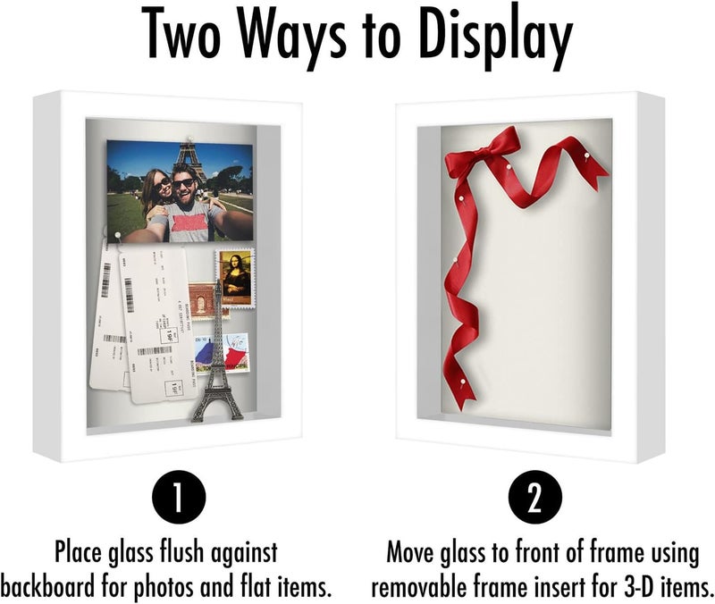 Americanflat 8x10 Shadow Box Frame with ShatterResistant Glass Silhouette Collection Large Shadow Box Display Case for Tabletop and Wall Display White with Soft Felt Back - Image 4