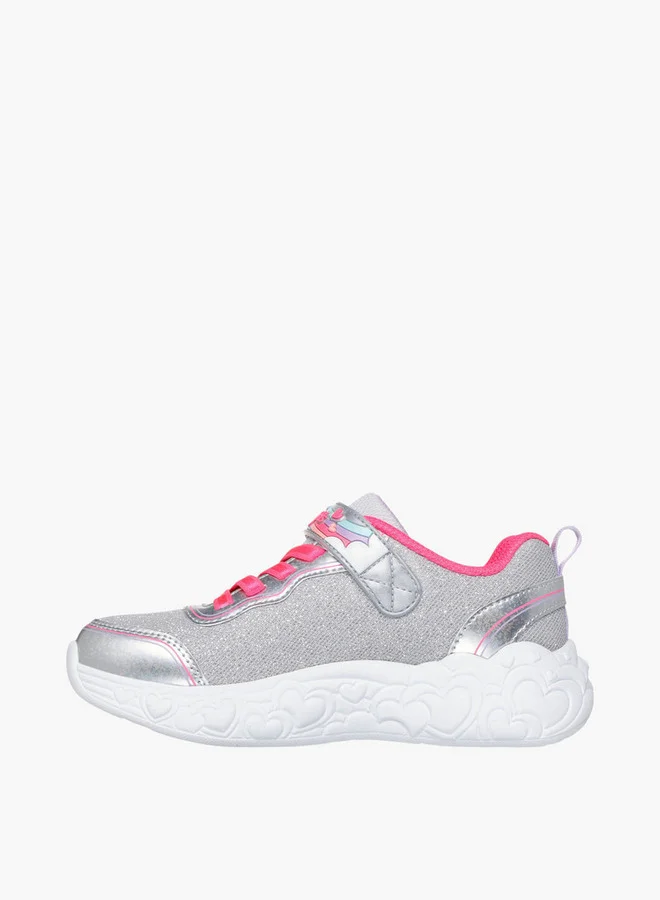 SKECHERS Girls' ETERNAL HEART LIGHTS Sports Shoes with Hook and Loop Closure - 302697L-SMLT