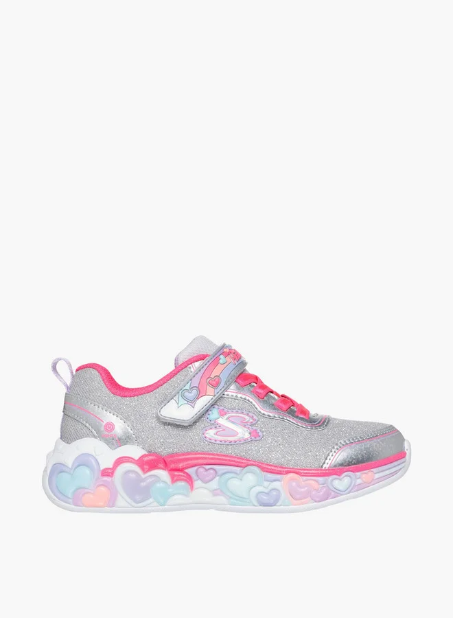 SKECHERS Girls' ETERNAL HEART LIGHTS Sports Shoes with Hook and Loop Closure - 302697L-SMLT
