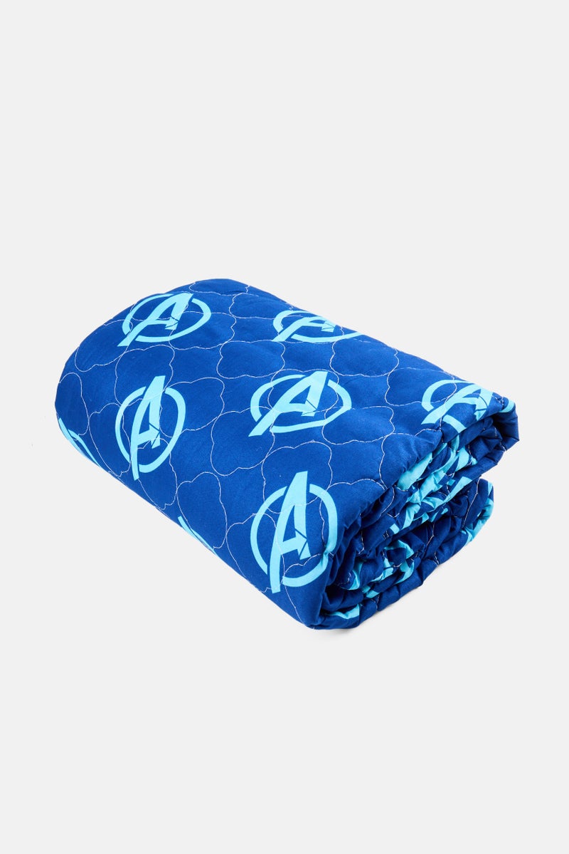 MARVEL Avengers Print Quilted Bedspread 150 x 200 cm, Blue - Image 4