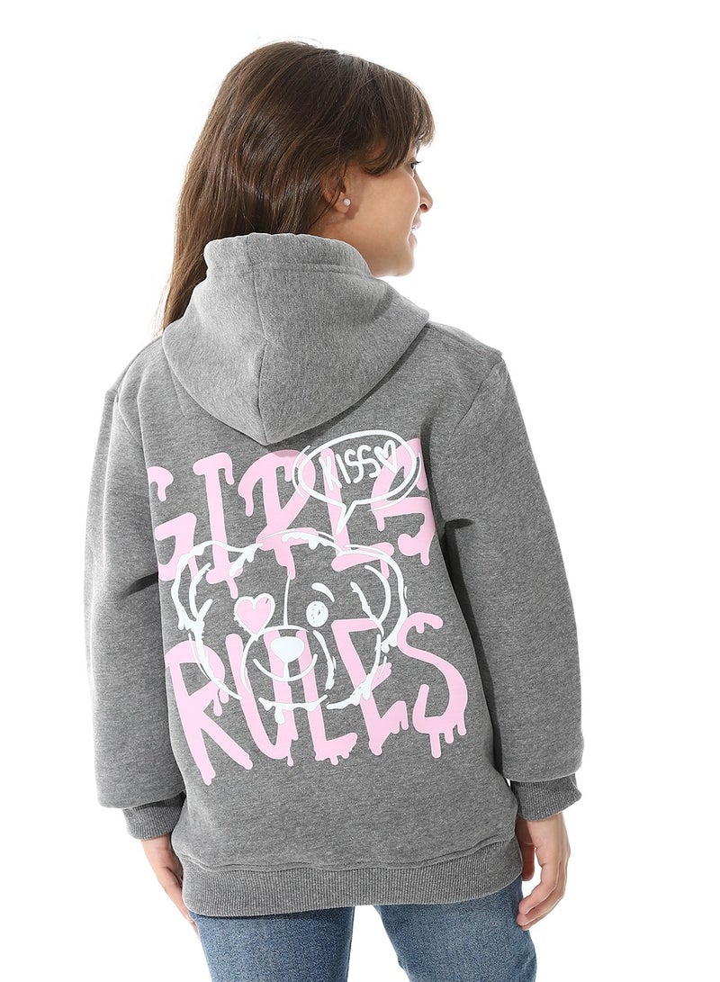 Andora Printed Girls Hoodie With Pocket - Image 3