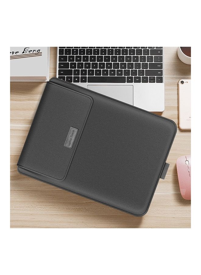 NIBEMINENT 4-In-1 Universal PU Leather Laptop Liner Bag With Handle And Stand Set For 15-Inch Grey  - Image 2