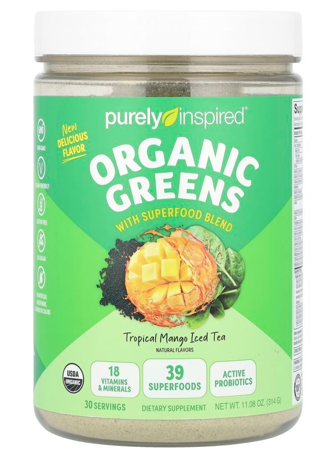 purely inspired Organic Greens with Superfood Blend Tropical Mango Iced Tea 11.08 oz (314 g) - Image 1