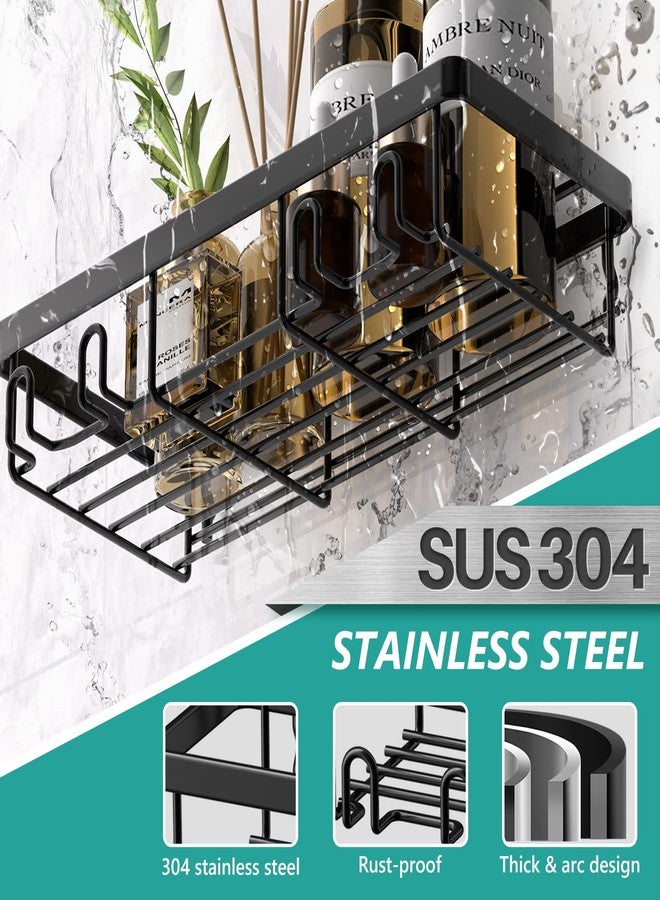 Cusbus Shower Caddy, 3 Pack Organizer, Adhesive No Drilling Traceless Shelves, Rustproof SUS304 Stainless Steel Bathroom Shelf for Inside & Kitchen Storage (Black) - Image 4