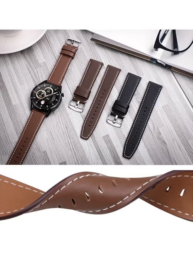 Watch Band Leather Strap, Compatible with GT3/2 46mm Watch Size, 22mm Band Width, Elegant Design, 1 Piece(Brown) - Image 3