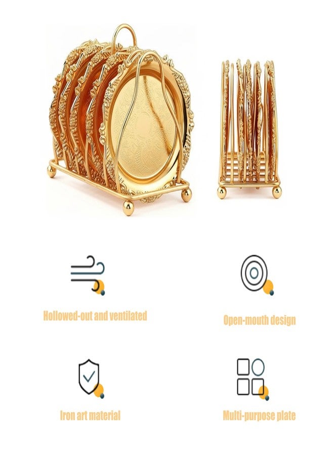 CJFNDFA Luxury Gold Coasters Set, 6-Piece Hotel Style Drink Coasters with Holder, Elegant Gold Room Accessories for Bar & Coffee Table Decor - Image 3