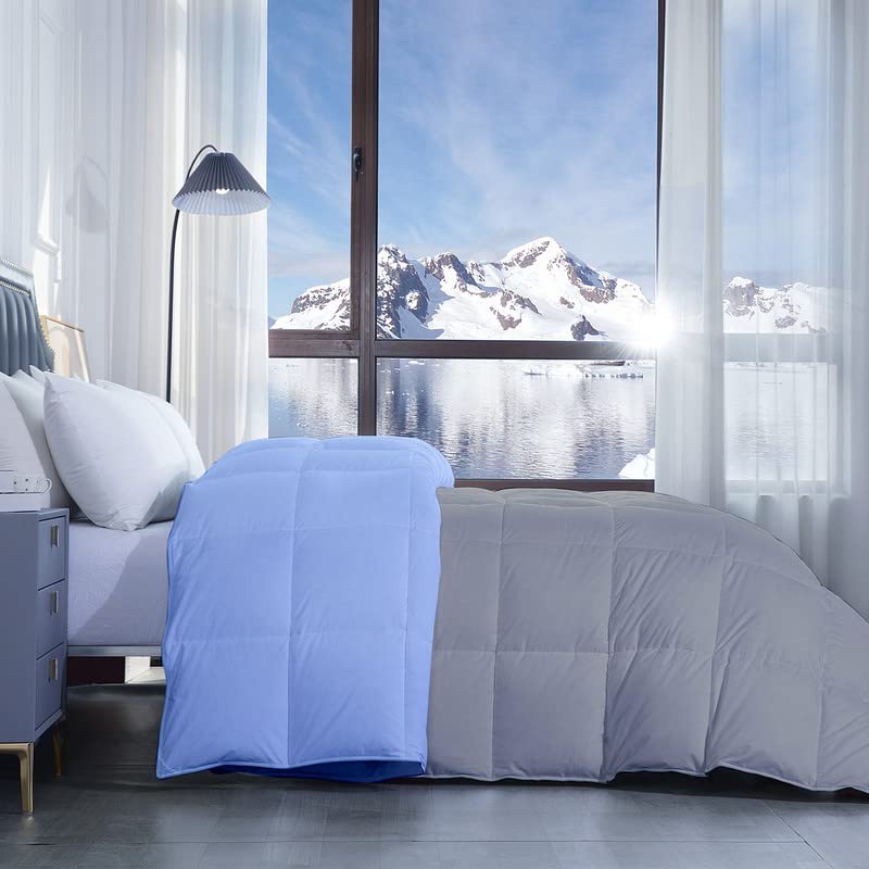 Razzai microfiber MammaYo Down Alternative Soft Quilted 300 GSM All Weather Comforter (90" x 100" Inches/228cm x 254cm) - Double Bed Comforters|Silver/Sky Blue| TC - 400 - Image 3