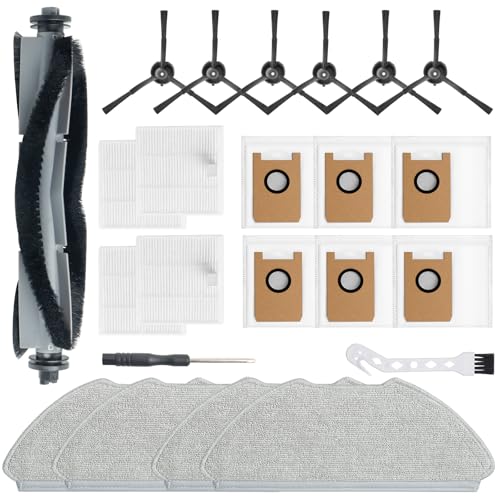 BUXEBUX 23 Pack Replacement Accessories Parts for AIRROBO T20+/T25+/T30+/T25+C Robot Vacuum kit, 1 Main Roller Brush 4 Mop Pads 4 Hepa Filters 6 Side Brushes 6 Dust Bags 1 Clean Tool 1 Screwdriver - Image 1