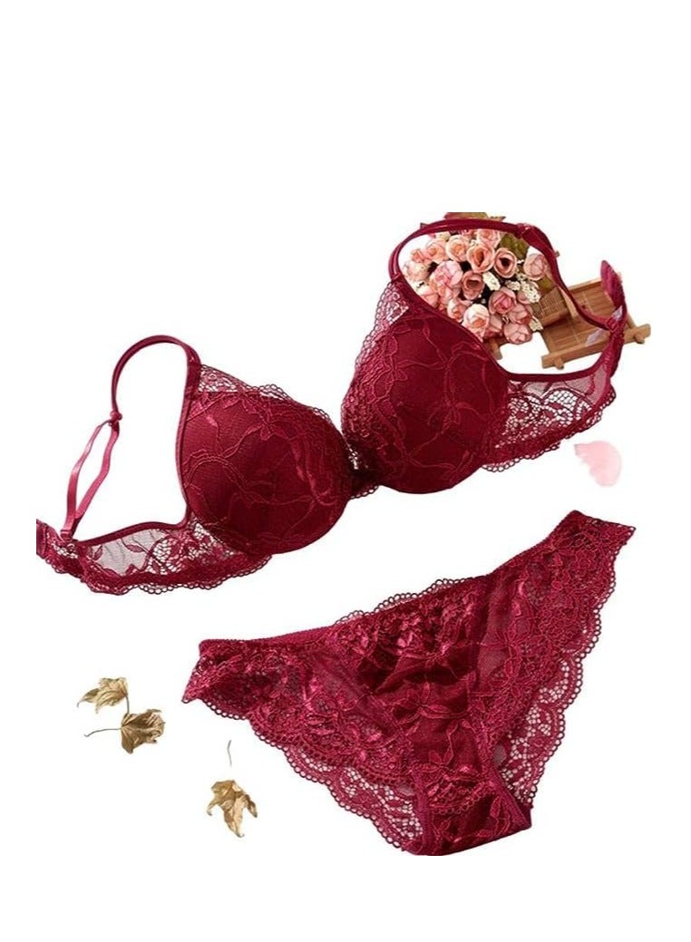 Accessorize Kingdom Accessorize Kingdom Women's Bra Panty Set Lace Push Up Non-Wired Solid Lingerie Set Bikini Set for Women Lingerie Set for Women & Girls  - Image 1