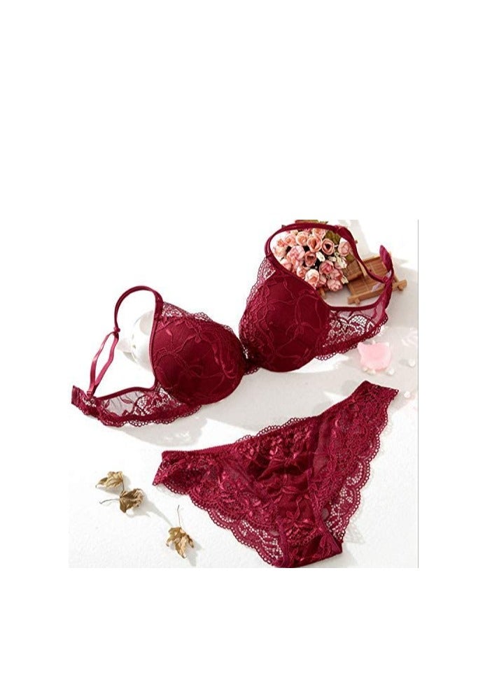 Accessorize Kingdom Accessorize Kingdom Women's Bra Panty Set Lace Push Up Non-Wired Solid Lingerie Set Bikini Set for Women Lingerie Set for Women & Girls  - Image 3