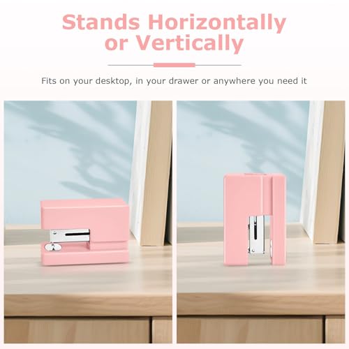 Yzkula Mini Stapler - Small Cute Desk Staplers - 25 Sheet Capacity with 830 Staples and Staple Remover, Desktop Stapler for Office, School, Home, Pink - Image 2