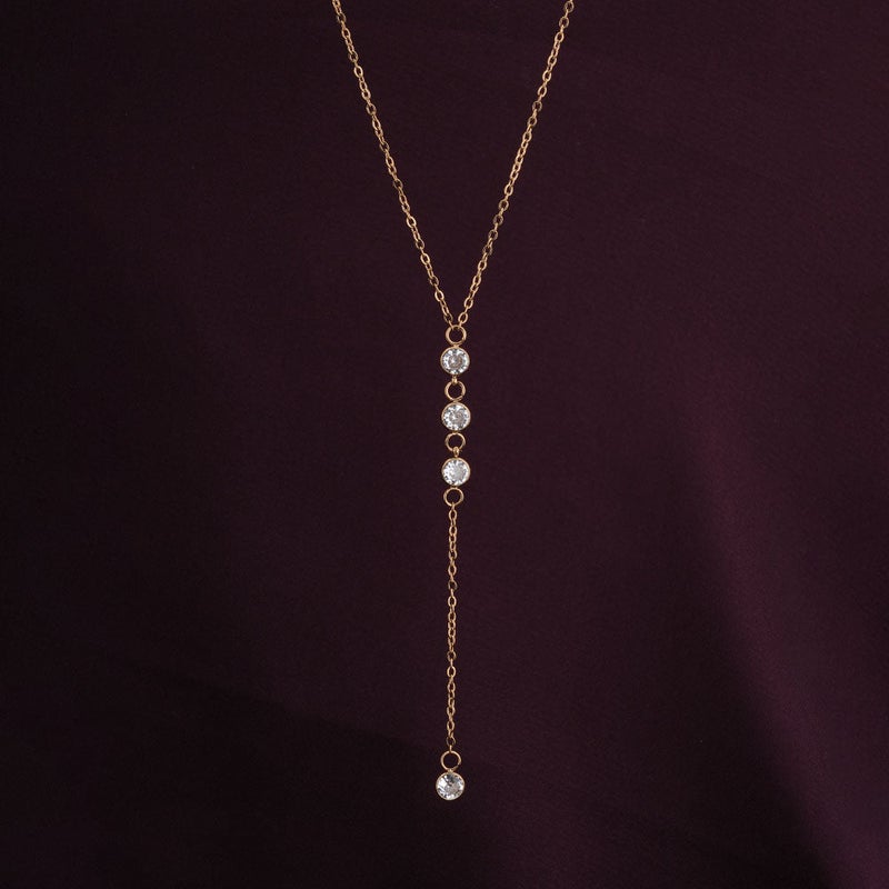 PALMONAS 18k Gold Tone Plated Sparkling Elegance Stone Necklace
 for Women - Image 3