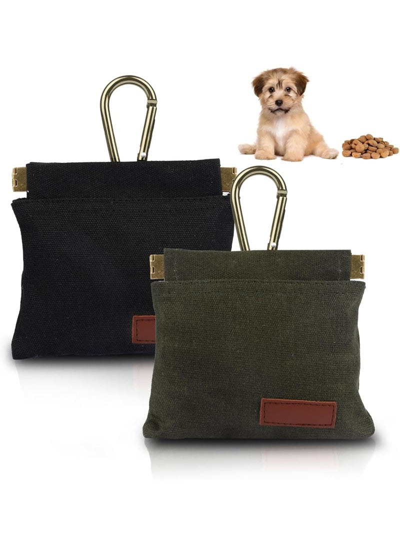 SYOSI حقيبة مكافآت الكلاب، حقيبة تدريب الحيوانات الأليفة، تصميم خالي من اليدين مع مشبك كارابينر وإغلاق تلقائي، تخزين وجبات خفيفة محمولة للمشي في الهواء الطلق أو السفر أو تدريب الجراء، 2 عبوة باللونين الأسود والأخضر - Image 1