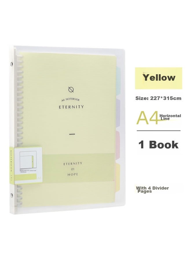 Wengu A4 Loose-leaf Notebook, Detachable Binder, 30 Holes, 60 Sheets, Ruled Paper, Four-color Index Dividers, Yellow B17-a4/a - Image 1