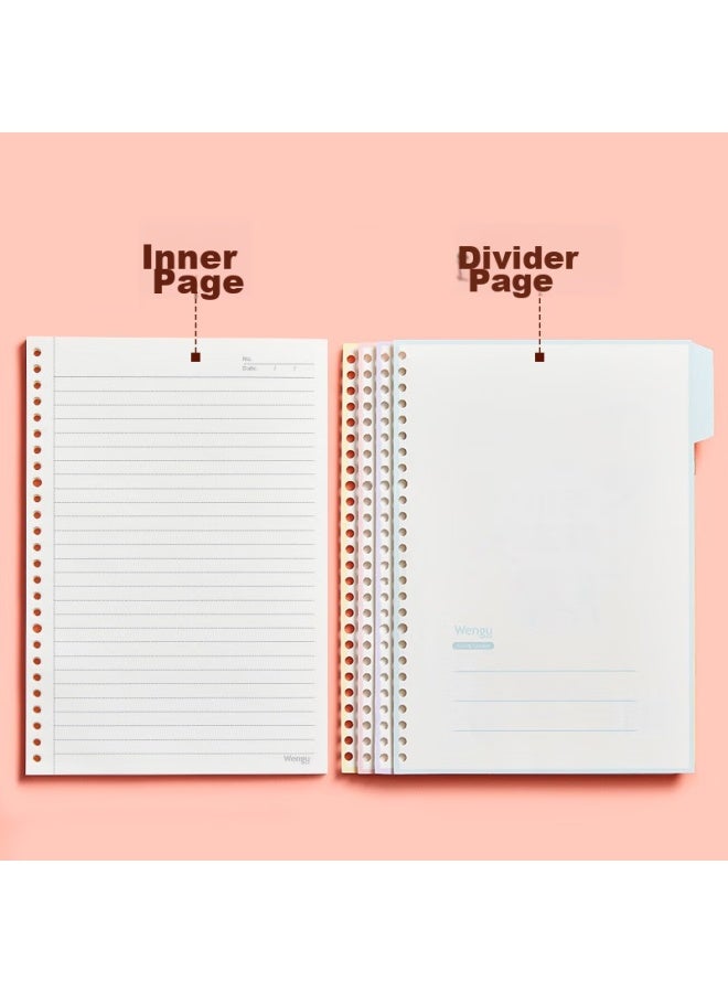Wengu A4 Loose-leaf Notebook, Detachable Binder, 30 Holes, 60 Sheets, Ruled Paper, Four-color Index Dividers, Yellow B17-a4/a - Image 5