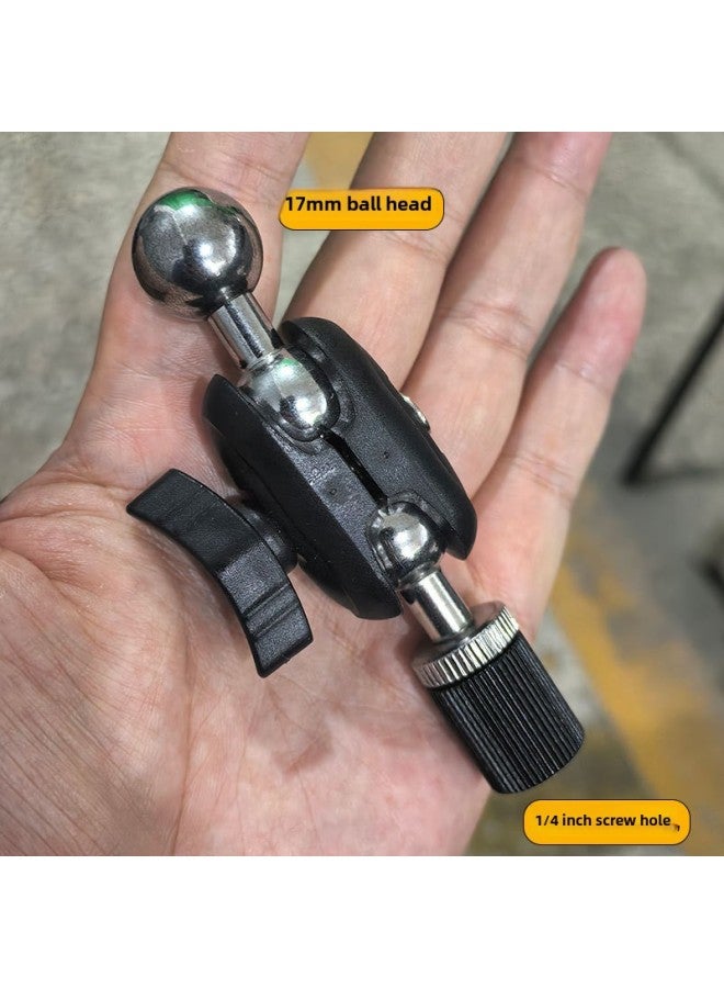 Generic Double 17mm Ball Head Turn 1/4 Pan-tilt Mobile Phone Bracket Cantilever Tripod Replacement Universal Wheel Adapter Connection Accessories-Body Color:Bimetal Ball Steering Joint (17mm Ball Head + 1/4 Screw Hole)  - Image 1