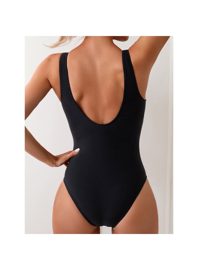 إسكدنيا 2024 Sports Swimsuit Color Matching One-piece Backless European And American Style AliExpress Foreign Trade-Color:Hy124 Navy Blue Powder- - Image 3