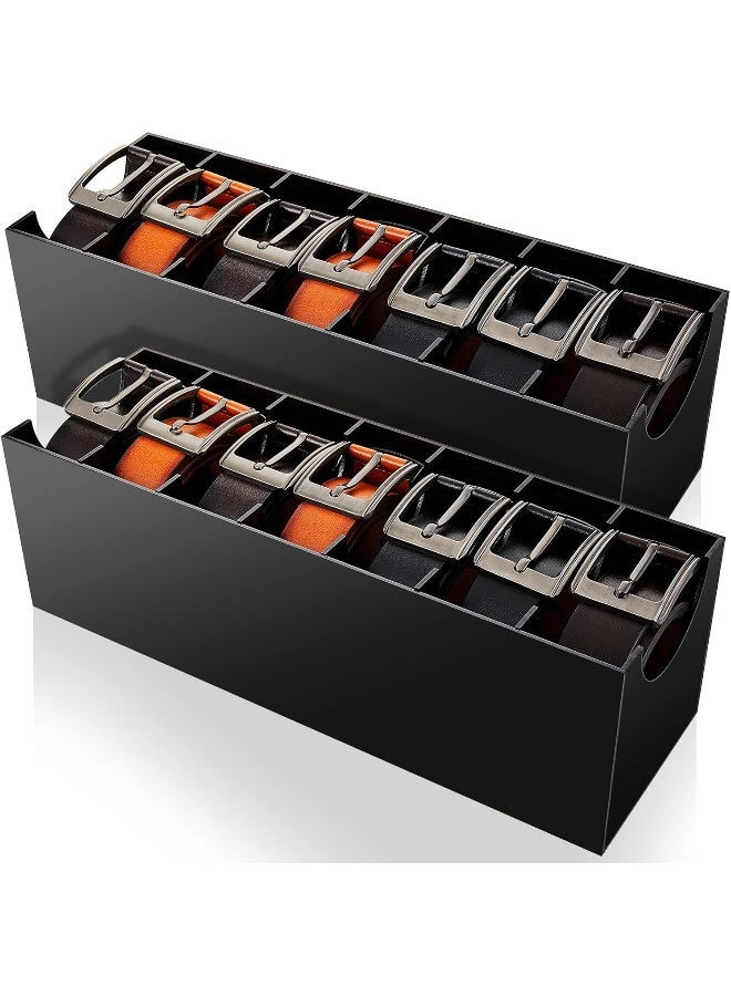 TPGP 2 Pcs Belt Organizer Acrylic Belt Storage Holder 7 Compartments Christmas Display Case Belt Container Holder for Closet and Drawer, Belt Watch Storage Holder Accessories Gift for Christmas  - Image 1