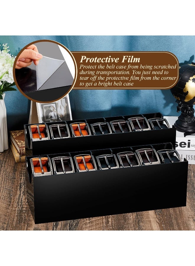 TPGP 2 Pcs Belt Organizer Acrylic Belt Storage Holder 7 Compartments Christmas Display Case Belt Container Holder for Closet and Drawer, Belt Watch Storage Holder Accessories Gift for Christmas  - Image 4