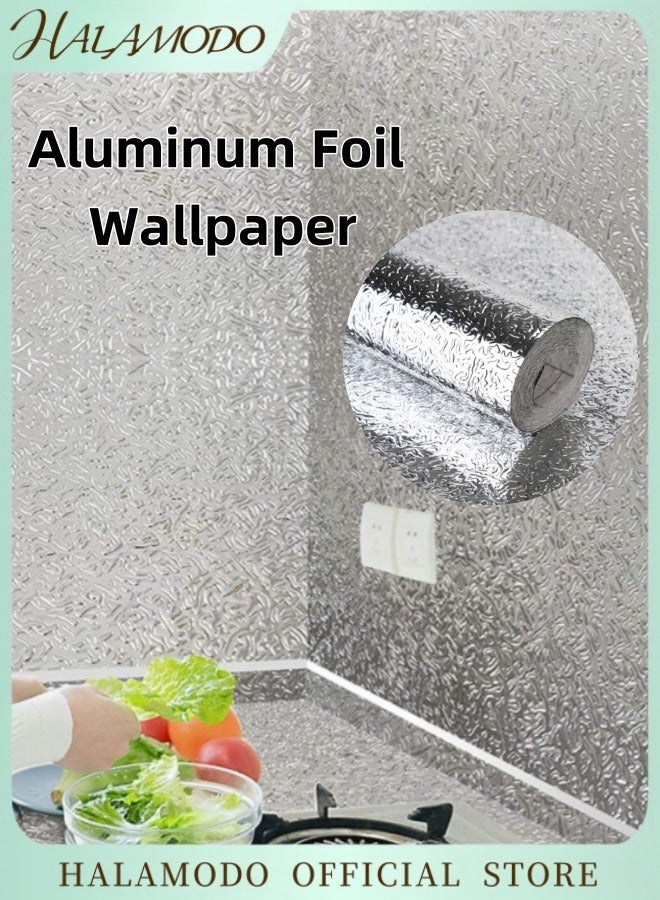 هالامودو ورق جدران باكسبلاش مناسب لتقشير المطبخ ولصقه من رقائق الألومنيوم ورق لاصق ذاتي اللصق مقاوم للزيت ومقاوم للحرارة ملصق جداري لبطانة درج سطح المنضدة وبطانة الرف - Image 1