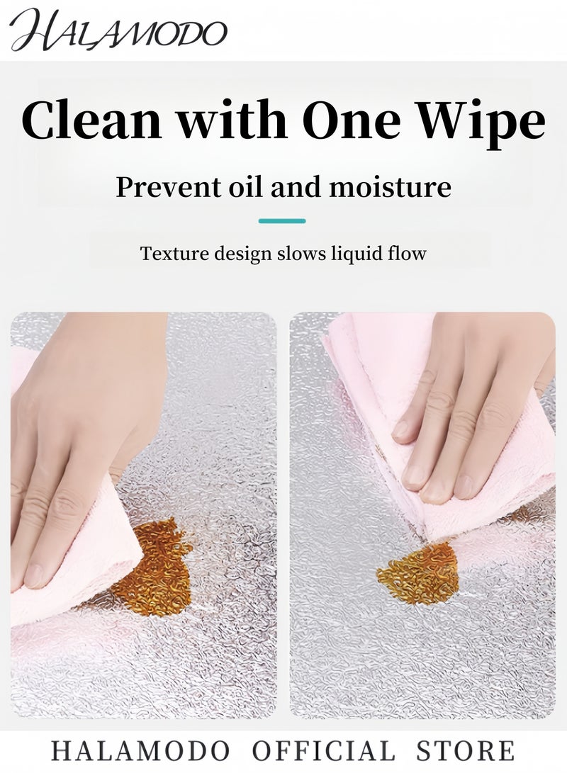 هالامودو ورق جدران باكسبلاش مناسب لتقشير المطبخ ولصقه من رقائق الألومنيوم ورق لاصق ذاتي اللصق مقاوم للزيت ومقاوم للحرارة ملصق جداري لبطانة درج سطح المنضدة وبطانة الرف - Image 2