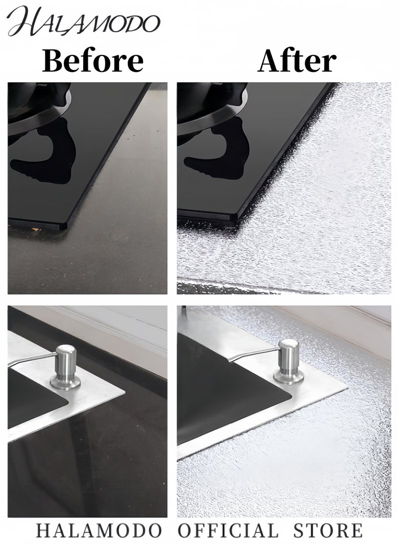 هالامودو ورق جدران باكسبلاش مناسب لتقشير المطبخ ولصقه من رقائق الألومنيوم ورق لاصق ذاتي اللصق مقاوم للزيت ومقاوم للحرارة ملصق جداري لبطانة درج سطح المنضدة وبطانة الرف - Image 3