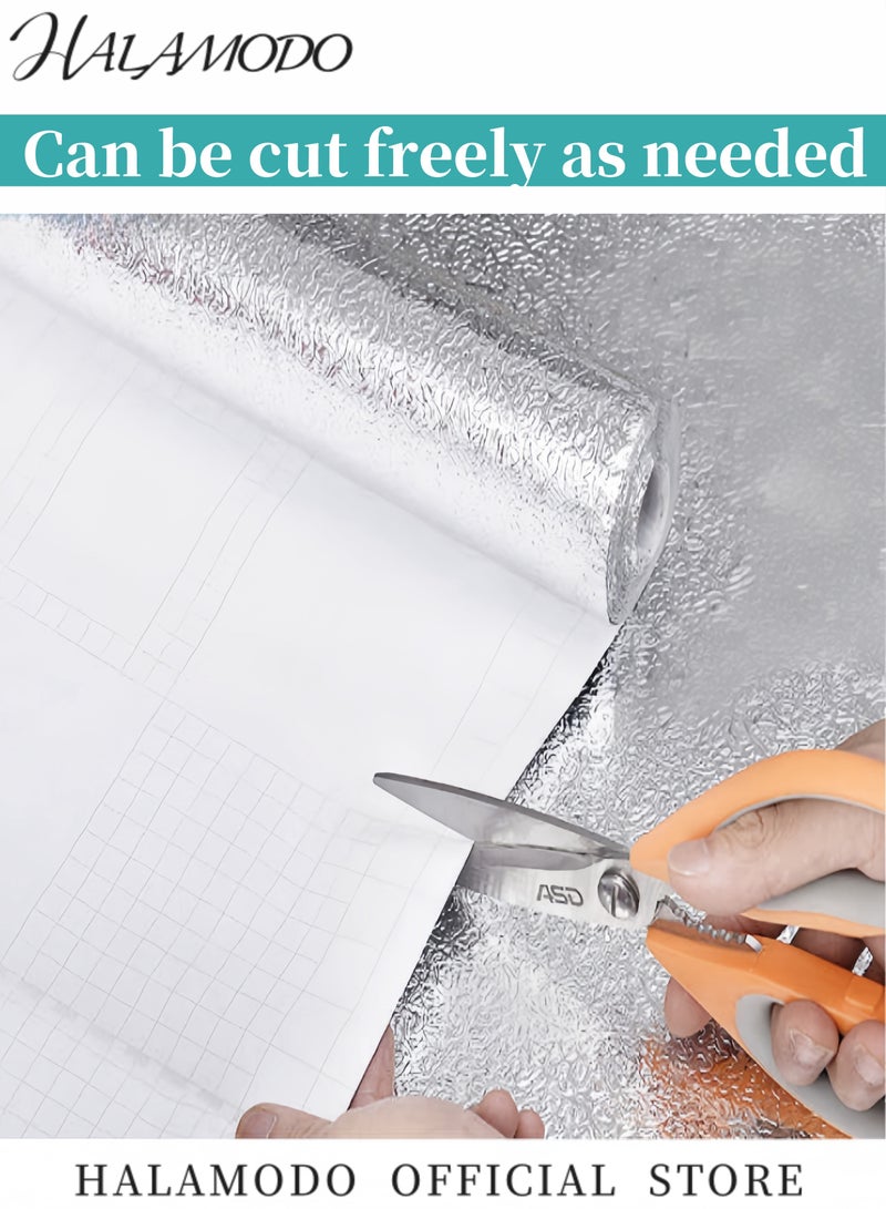 هالامودو ورق جدران باكسبلاش مناسب لتقشير المطبخ ولصقه من رقائق الألومنيوم ورق لاصق ذاتي اللصق مقاوم للزيت ومقاوم للحرارة ملصق جداري لبطانة درج سطح المنضدة وبطانة الرف - Image 5