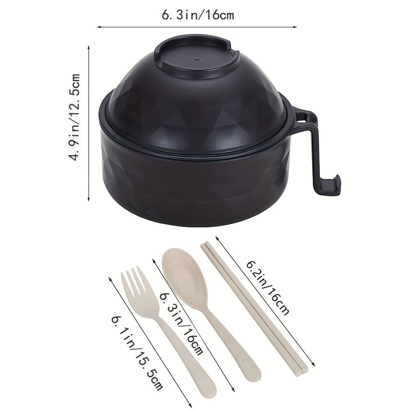 Black Microwave Safe Plastic Ramen Bowl Set With Chopsticks Dishwasher Safe Durable Noodle Soup Pasta Bowls For Dorm Family Picnic Party Includes 2 Bowls 2 Cups 2 Spoons - Image 5