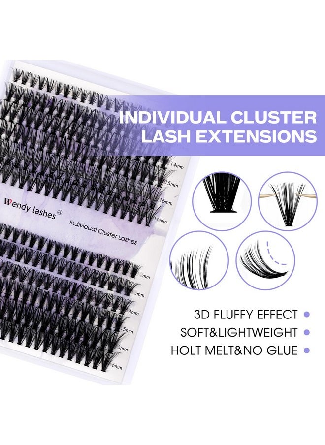 WENDY LASHES - Diy Lash Extension Kit Lash Cluster Kit With 240 Pcs C/D Curl12-16Mm Mixed,Individual Lashes Eyelash Clusters Lash Band And Seal Cluster Lash Applicator Individual Lashes Kit(30P/40P-D-12-16Mm Kit) - Image 1