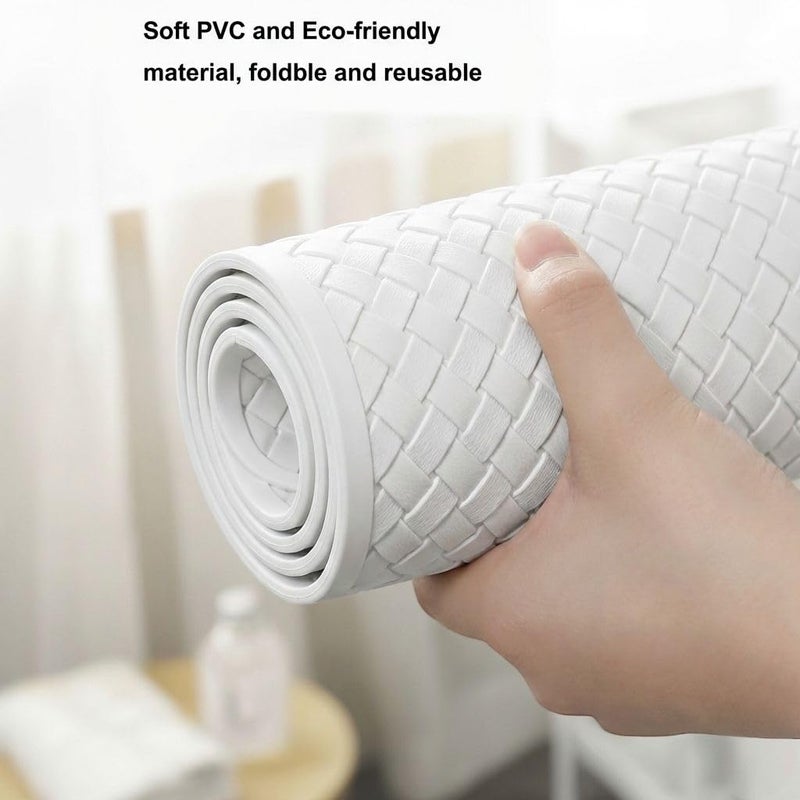 Non-Slip PVC Bath Mat 75x35cm with Suction Cups - Quick Drainage and Easy to Wash (White) - Image 3