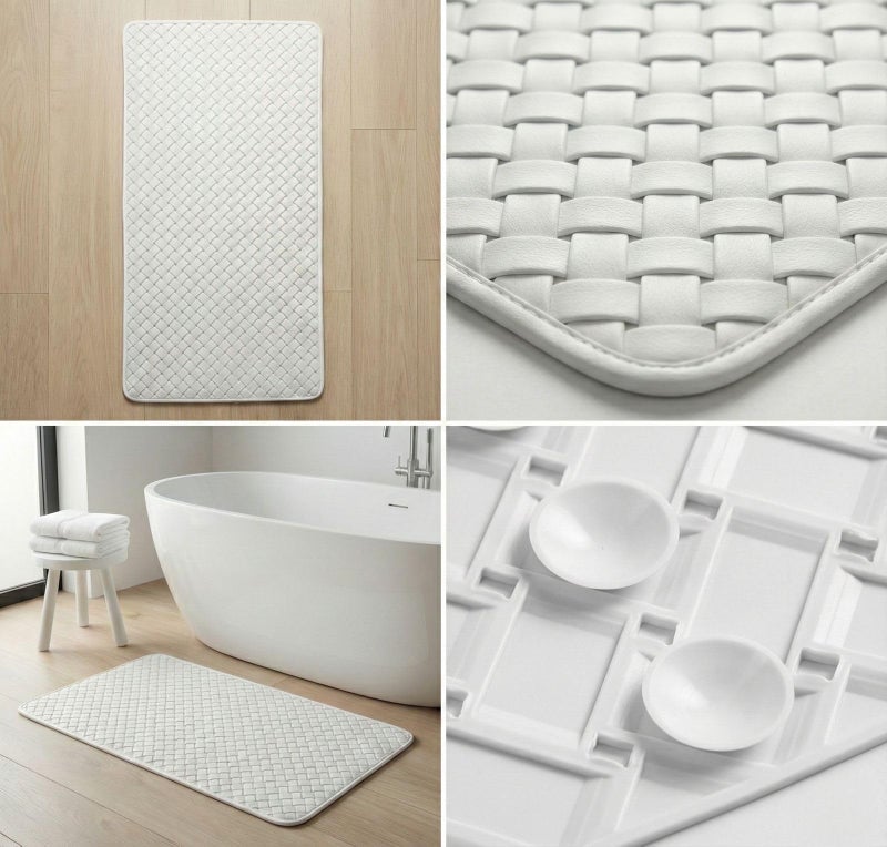 Non-Slip PVC Bath Mat 75x35cm with Suction Cups - Quick Drainage and Easy to Wash (White) - Image 5