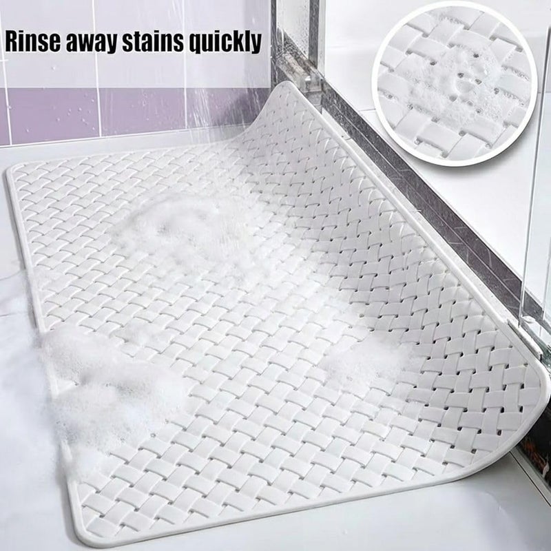 Non-Slip PVC Bath Mat 75x35cm with Suction Cups - Quick Drainage and Easy to Wash (White) - Image 2