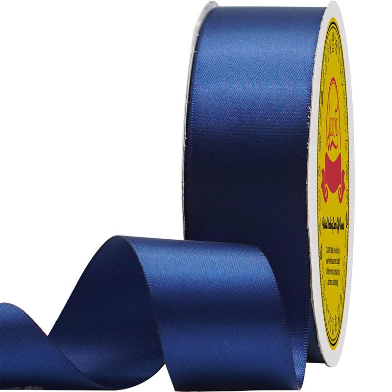 LEEQE Double Face Satin Ribbon 112 inch X 50 Yards Polyester Navy Blue Ribbon for Gift Wrapping Very Suitable for Weddings Party Hair Bow Invitation Decorations and MoreDecorations and More