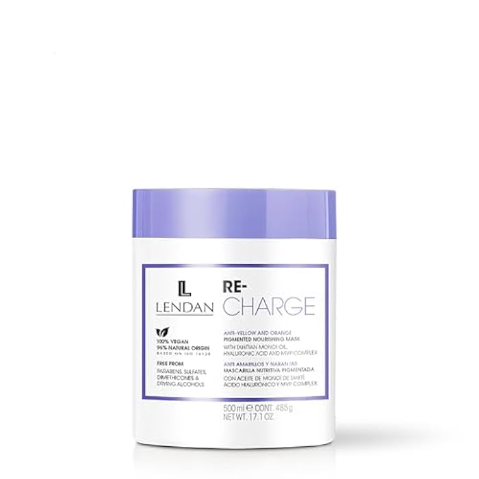 Lendan Anti-Yellow & Orange Kit, White Charge Shampoo 300ml + Re-Charge Mask 500ml - Image 3