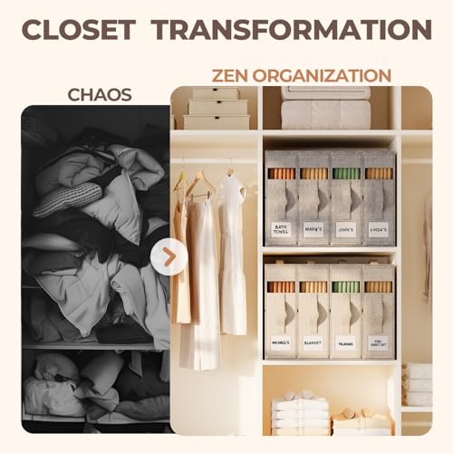 ZenStorage 6Pack Sheet Organizers and Storage - King/Queen Size Sheet Storage Organizer with Window, Foldable & Dustproof Sheet Organizer for Linen Closet for Summer Blankets & Sheet Sets,Grey - Image 4