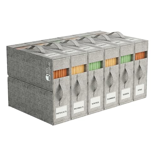 ZenStorage 6Pack Sheet Organizers and Storage - King/Queen Size Sheet Storage Organizer with Window, Foldable & Dustproof Sheet Organizer for Linen Closet for Summer Blankets & Sheet Sets,Grey - Image 1