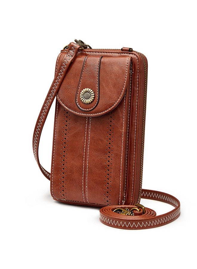 S-ZONE Women Rfid Blocking Crossbody Cell Phone Purse Small Faux Leather Wallet Purse - Image 1