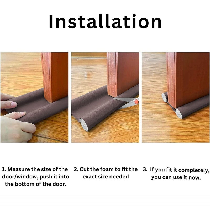Door Bottom Sealing Strip Guard for Home Office Hotel Sound Proof Reduce Noise Dust Insects Protector Gap Filler Energy Saving Door Stopper Size36 inch Pack of 4 Brown - Image 2