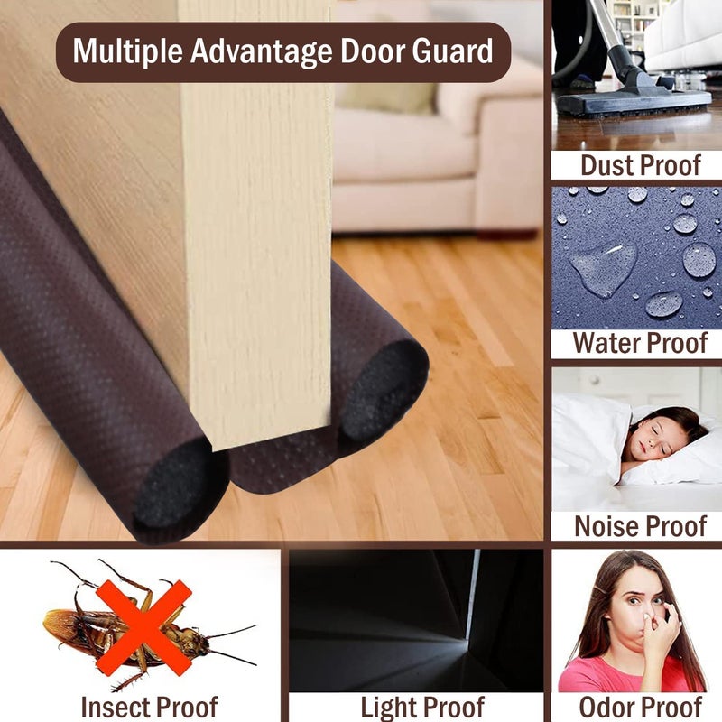 Door Bottom Sealing Strip Guard for Home Office Hotel Sound Proof Reduce Noise Dust Insects Protector Gap Filler Energy Saving Door Stopper Size36 inch Pack of 4 Brown - Image 5