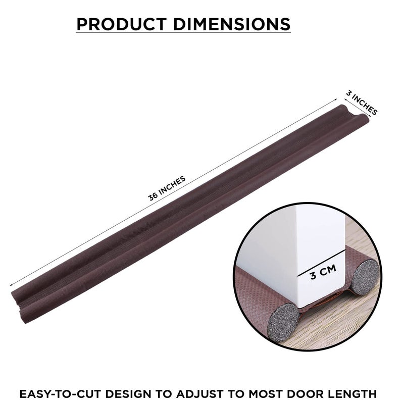 Door Bottom Sealing Strip Guard for Home Office Hotel Sound Proof Reduce Noise Dust Insects Protector Gap Filler Energy Saving Door Stopper Size36 inch Pack of 4 Brown - Image 3